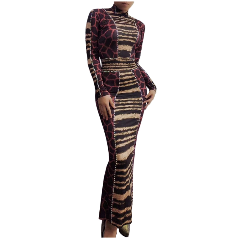 Stage Wear Women Evening Party Birthday Celebrate Long Dresses Nightclub Costume Outfit Leopard Stripes Crystals Stretch Dresse, Brown
Stage Wear Women Evening Party Birthday Celebrate Long Dresses Nightclub Costume Outfit Leopard Stripes Crystals Stretch Dresse, Brown