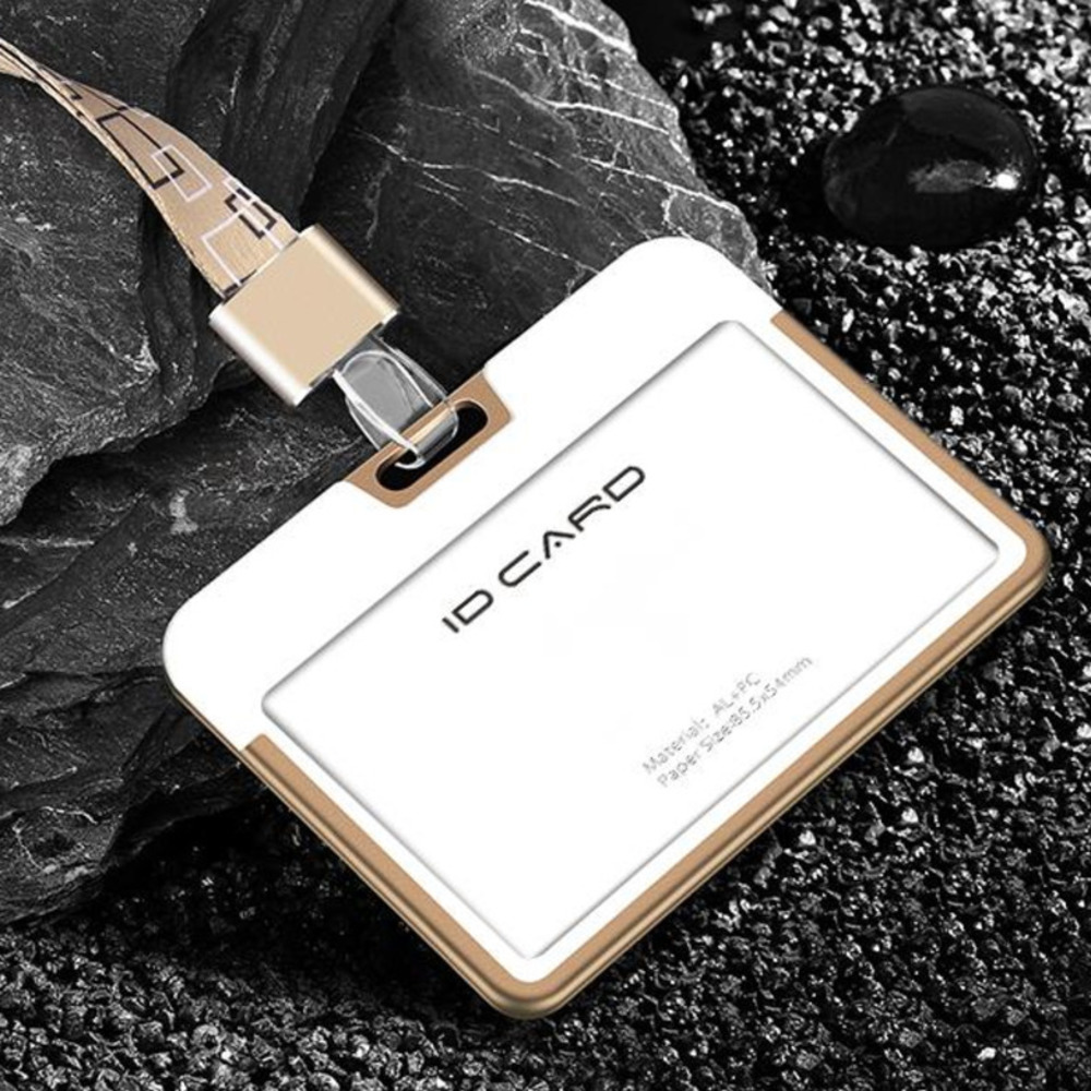 Metal ID Card Badge Holders With Hook Lanyard Work Name Holder