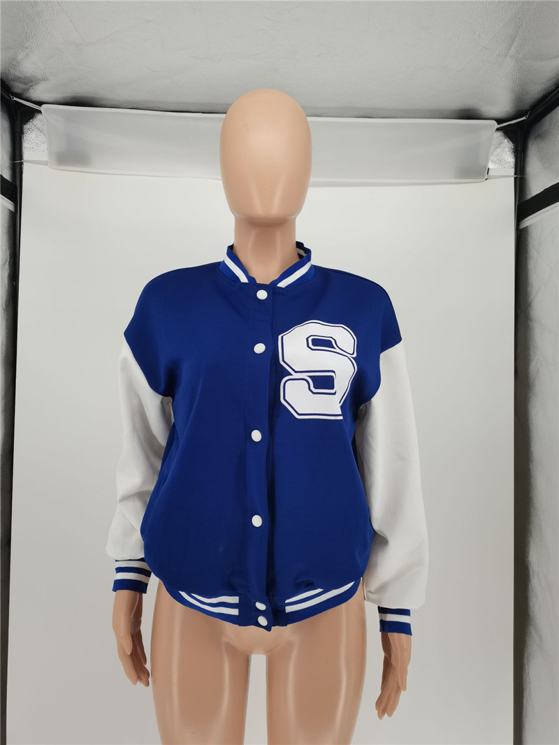 Fall winter clothes women jacket top plus size S-2XL baseball uniform long sleeve coat patchwork cardigan tops casual Covered Button outerwear fashion
