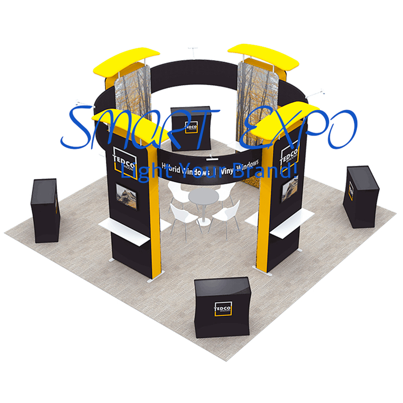 20x20 Innovative Trade Show Booths Advertising Display Stand with Frame Kits Custom Full Color Printed Graphics Carry Bag