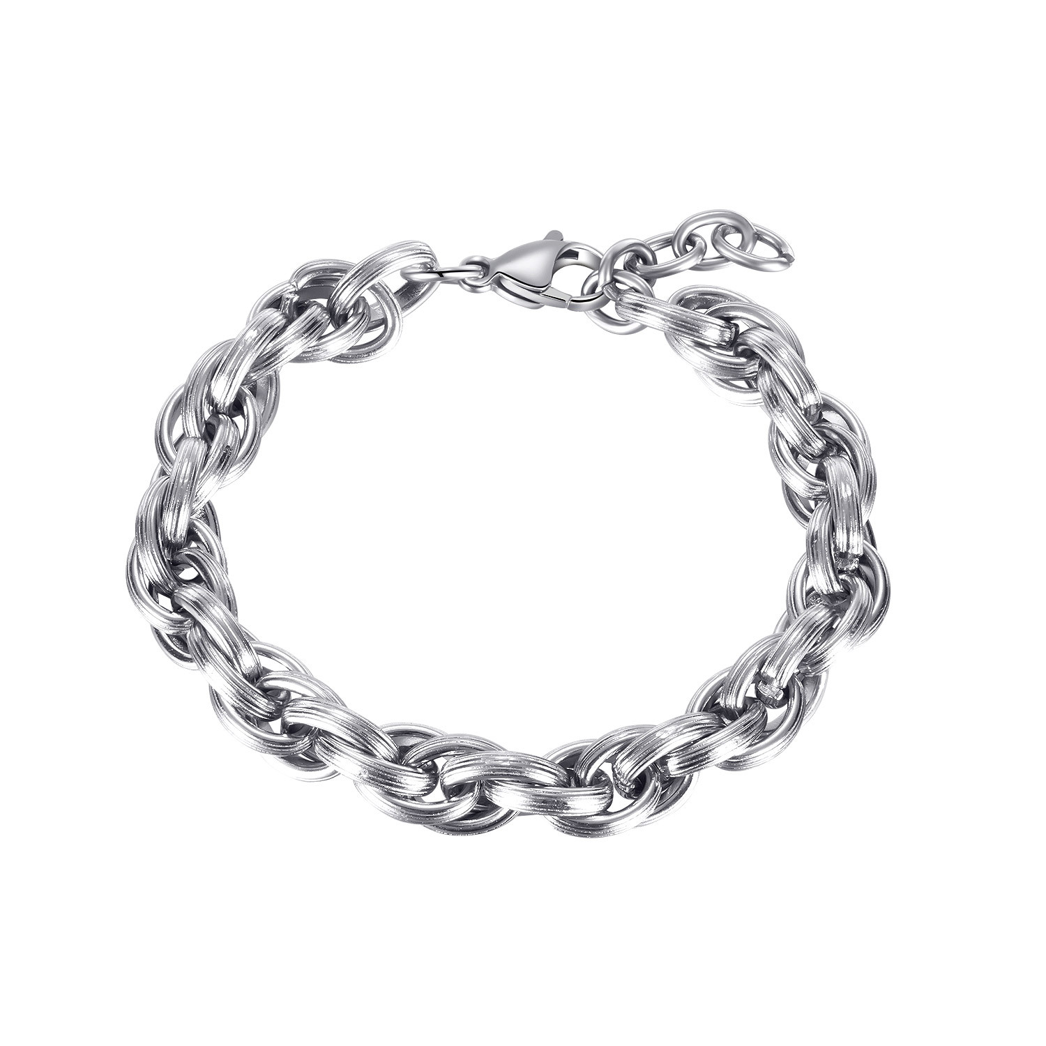 7mm/9mm (7.28''+35mm) Stainless Steel Fashion Rope Chain Bracelet Bangle for Men Women Gift