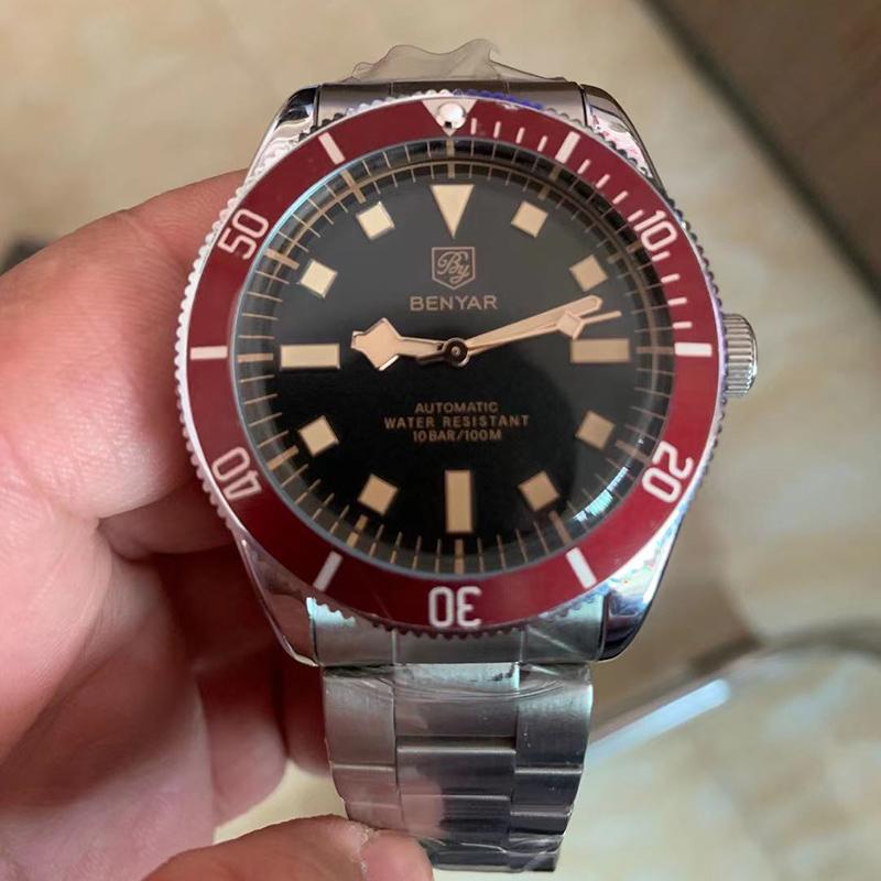 Wristwatches BENYAR Top Fashion Diver Watch Men 100ATM Waterproof Automatic Date Clock Sport Watches Mens Mechanical Wristwatch, Red
Wristwatches BENYAR Top Fashion Diver Watch Men 100ATM Waterproof Automatic Date Clock Sport Watches Mens Mechanical Wristwatch, Red