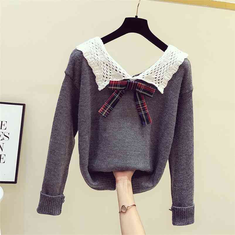 Autumn Women's Hollow Out Collar Bow Long Sleeves Sweater Knitting Tops Ladies Girls Pullover Sweaters A3904 210519, Beige
Autumn Women's Hollow Out Collar Bow Long Sleeves Sweater Knitting Tops Ladies Girls Pullover Sweaters A3904 210519, Beige