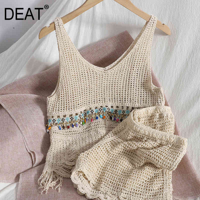 Spring Summer Fashion Tassel Edge Sleeveless Vest Top + Wide Leg Shorts Hook Flower Hollow Two-piece Suit SK104 210525, Apricot
Spring Summer Fashion Tassel Edge Sleeveless Vest Top + Wide Leg Shorts Hook Flower Hollow Two-piece Suit SK104 210525, Apricot