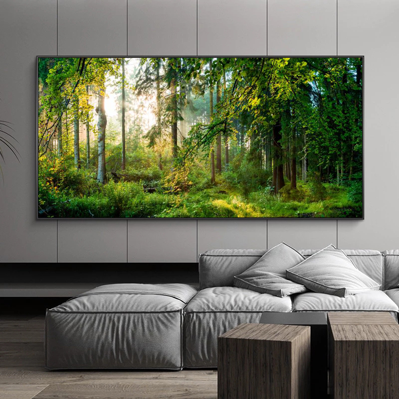 Green Tree Painting on Canvas Landscape Posters and Prints Wall Art for Living Room HD Pictures Big Size Sunshine Home Decor