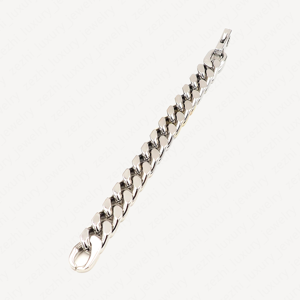 Men Hip Hop Bracelet Chain 18k White Gold Plated Miami Cuban Link Chains Charm Bracelets for man Promise Retro fashion Accessories