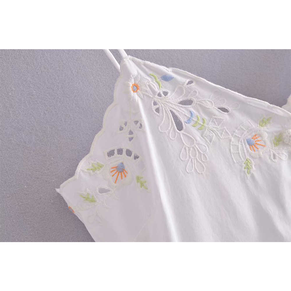 Summer Dress Women Elegant Casual Fashion Chic Lady Woman Embroidery Slip Dress Floral Sundress 210709