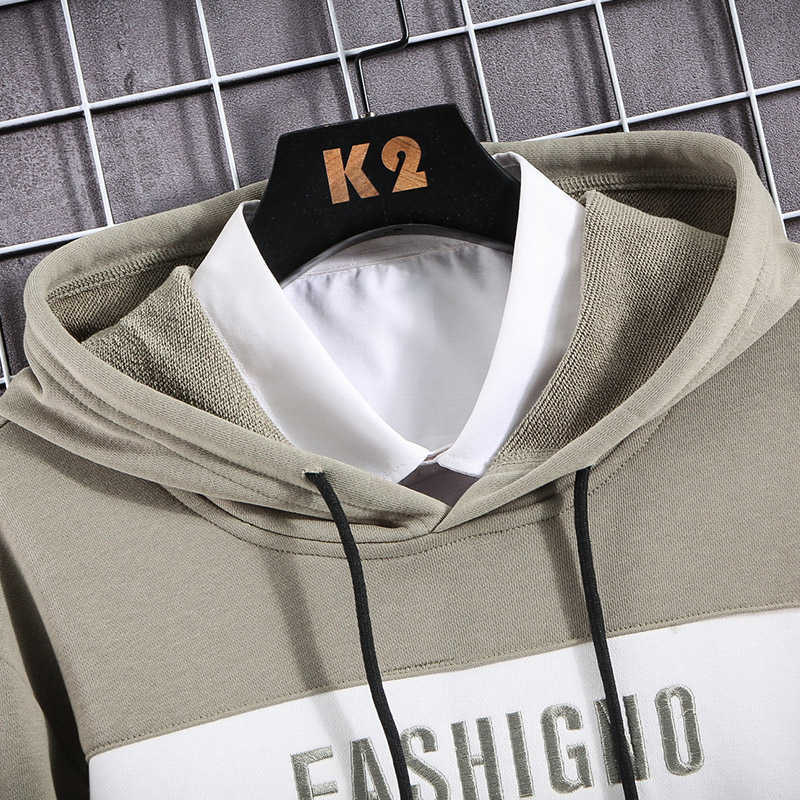 Fashioin Striped Hooded Hoodies Men Embroidery Fashigno Streetwear Sweatshrits Pullover Male Long Sleeve Autumn Yellow Black Top 210601