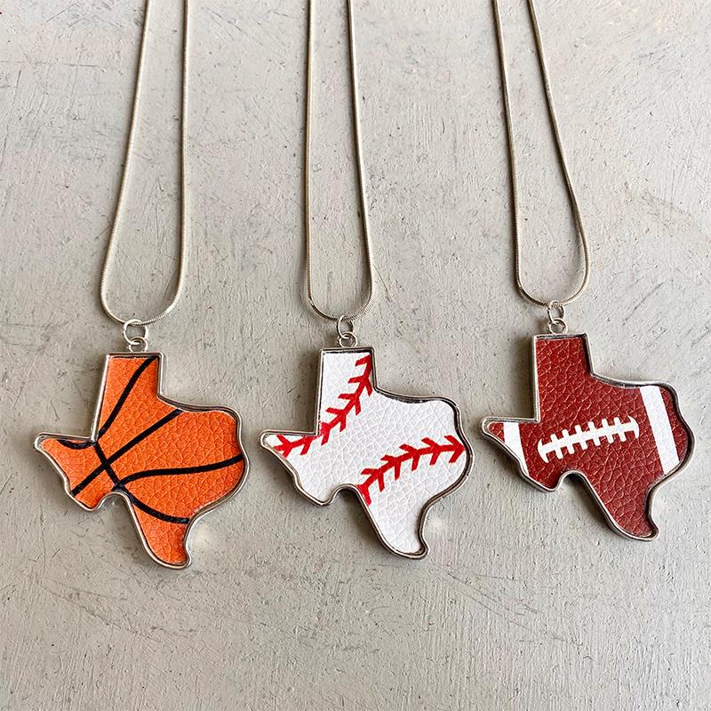 Pendant Necklaces Texas Map Necklace For Women Football Baseball Basketball Leather Sport Fashion Jewelry Accessoriess, Silver
Pendant Necklaces Texas Map Necklace For Women Football Baseball Basketball Leather Sport Fashion Jewelry Accessoriess, Silver