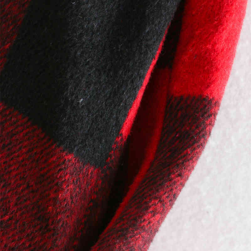 Vintage Women Red-Black Plaid Shirt Jacket Fashion Ladies Long Sleeve Side Pocket Blouse Female Casual Soft Outerwear 210515