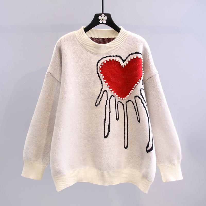 Women's Sweaters 2021 Autumn Winter Women Vintage Streetwear Hit Color Pearls Embroidery Love Sueter Mujer Korean Pullovers, White;black
Women's Sweaters 2021 Autumn Winter Women Vintage Streetwear Hit Color Pearls Embroidery Love Sueter Mujer Korean Pullovers, White;black