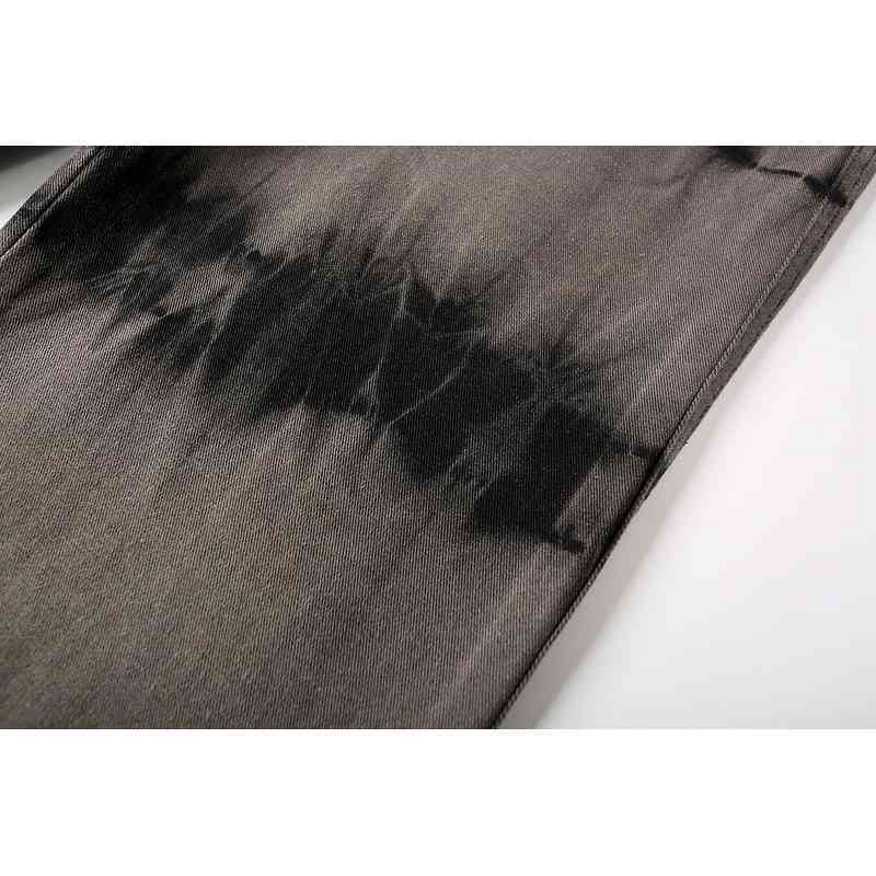 IEFB High Street Men's Elastic Waist Tie-dye Jeans Men's Made Old Loose Straight Wide Leg Daddy Pants Spring Y5576 210524