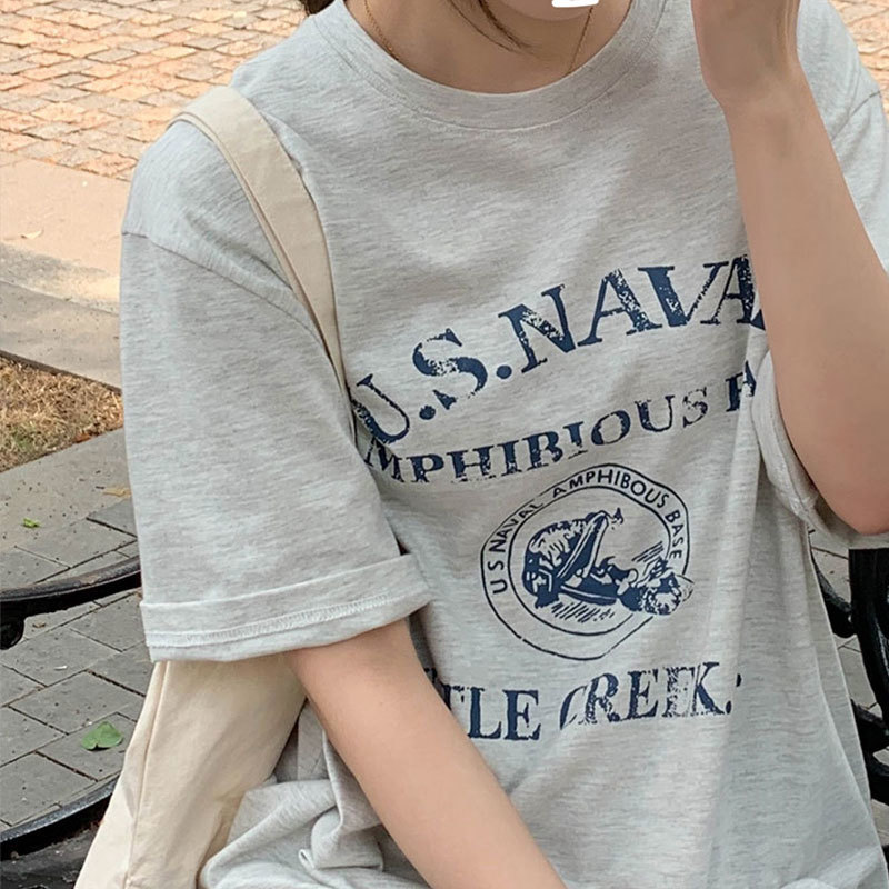 2colors summer korean style Pattern print Loose short sleeve crop top for womens t-shirts womens tee shirt femme (X1902) 210423