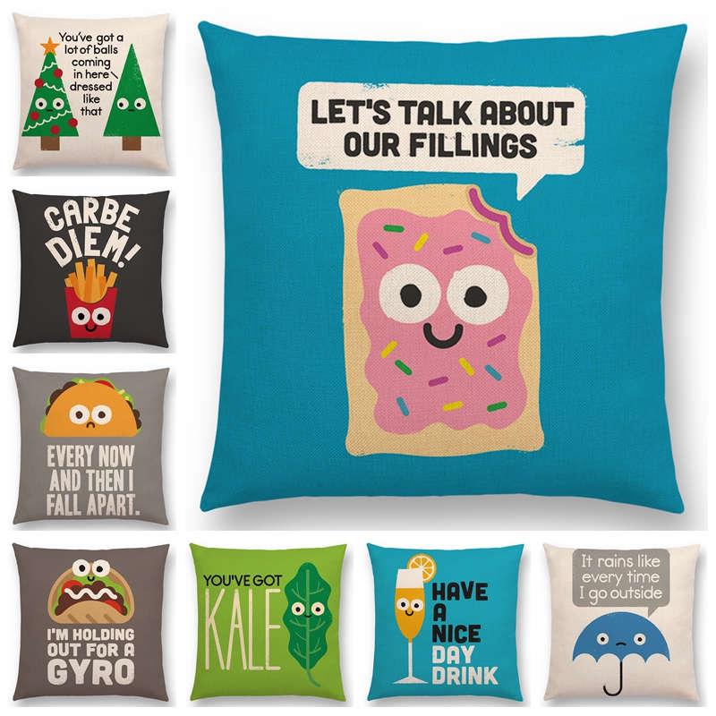 Est Cute Cartoon Sofa Thorw Pillowcase Fries Taco Fruit Pie Funny Words Decorative Letters Colorful Cushion Cover Cushion/Decorative Pillow
Est Cute Cartoon Sofa Thorw Pillowcase Fries Taco Fruit Pie Funny Words Decorative Letters Colorful Cushion Cover Cushion/Decorative Pillow