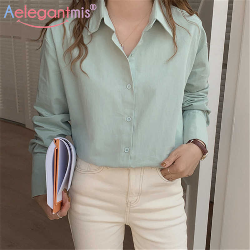 Aelegantmis Vintage Soft Solid Shirt Blouses Women Casual Korean Spring Long Sleeve Female Blouse Button Simple Business 210607, Blue
Aelegantmis Vintage Soft Solid Shirt Blouses Women Casual Korean Spring Long Sleeve Female Blouse Button Simple Business 210607, Blue