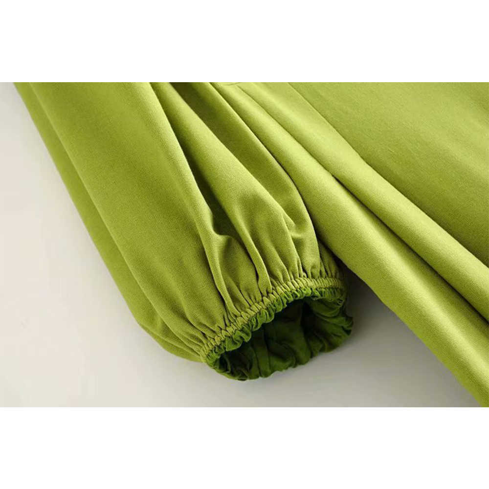 Summer Women Dress Square neckline Puff Sleeves elegant Casual Vintage Chic Lady Woman Maxi Sundress 210709