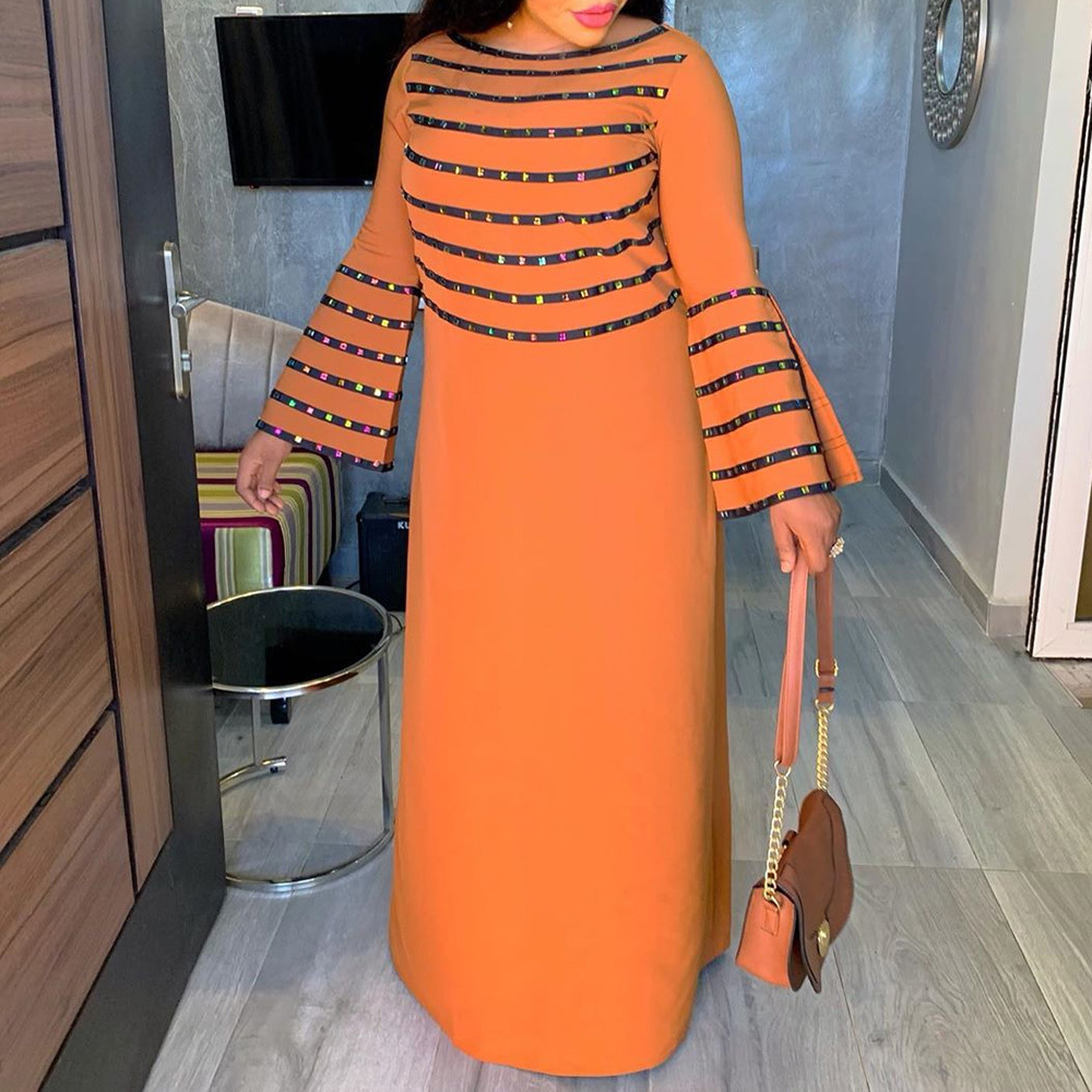 Plus Size Autumn Long Sleeve Maxi Pleated Dress Women African Ladies Large Big Size Wedding Evening Party Long Dresses Vintage 210325