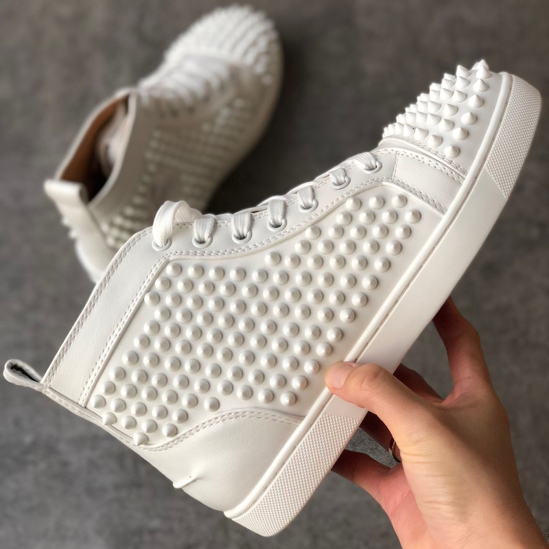 2021 Top Quality White Spikes Red Bottoms Sneakers Orlato Spikes Flat Trainers High -top Men Women Red Bottoms Shoes Outdoor Casual Shoes, Color 1
2021 Top Quality White Spikes Red Bottoms Sneakers Orlato Spikes Flat Trainers High -top Men Women Red Bottoms Shoes Outdoor Casual Shoes, Color 1