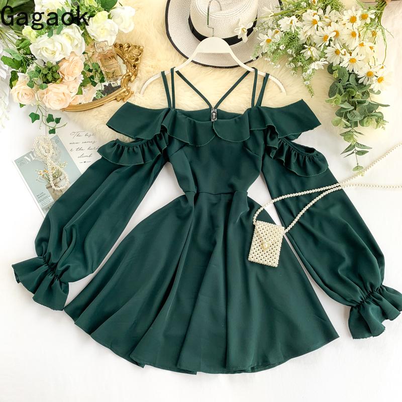 Casual Dresses Gagaok Women Sexy Dress Early Spring Solid Ruffles Flare Sleeve Empire Slash Neck Slim Wild Mini Female Fashion, Black
Casual Dresses Gagaok Women Sexy Dress Early Spring Solid Ruffles Flare Sleeve Empire Slash Neck Slim Wild Mini Female Fashion, Black