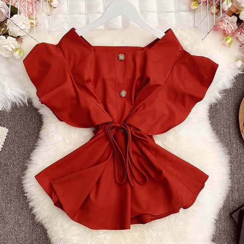 Elegant Ruffle Blouse Women Summer Casual All Match Vintage Short Sleeve Shirt Korean Chic Slim Tops Blusas 210519