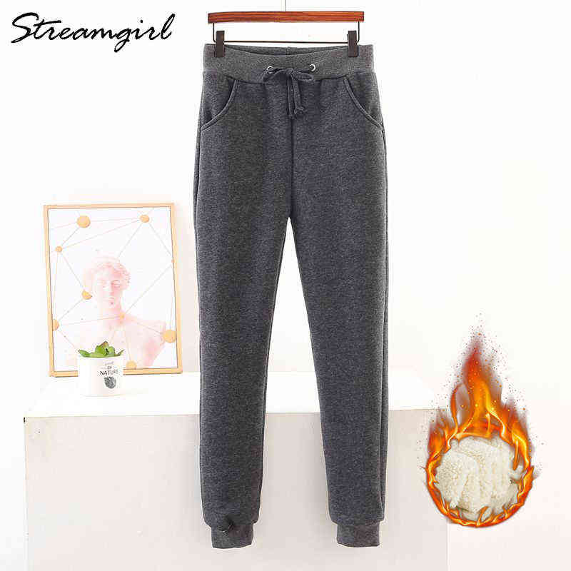 Winter Thick Plus Size Sweatpants Women High Waist Fleece Trousers Casual Pants For Velvet Gray 's 211115