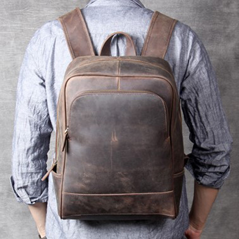 New leather men's shoulder bag, head-layer cowhide travel backpack, mad horse bag, computer bag, Brown
New leather men's shoulder bag, head-layer cowhide travel backpack, mad horse bag, computer bag, Brown