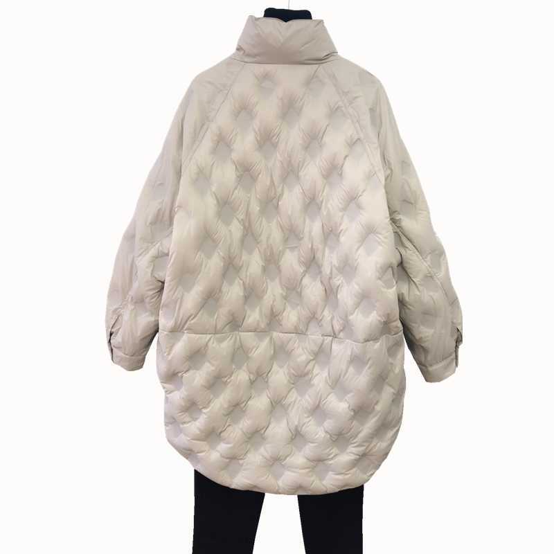 Janveny Ultra Light Down Jacket Women Long Parkas Female Loose Puffer Matching Warm Zipper 90% Duck Down Coats Outwear 211007wtt