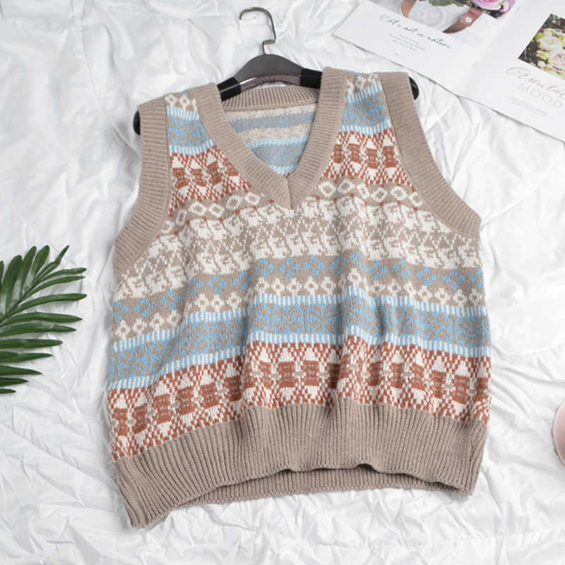 Spring Autumn Wool Sweater Vest Women V-Neck Knitted Vest Female casual tank tops Sleeveless knit pullovers 210702