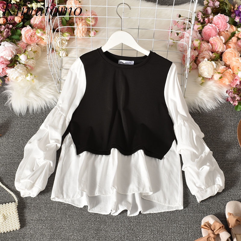 Kimutomo Casual Spring Blouse Shirt Women Long Sleeve Fake Two Piece Korean Chic Kawaii Girls Tops Ladies Blusas De Mujer 210521, Black
Kimutomo Casual Spring Blouse Shirt Women Long Sleeve Fake Two Piece Korean Chic Kawaii Girls Tops Ladies Blusas De Mujer 210521, Black