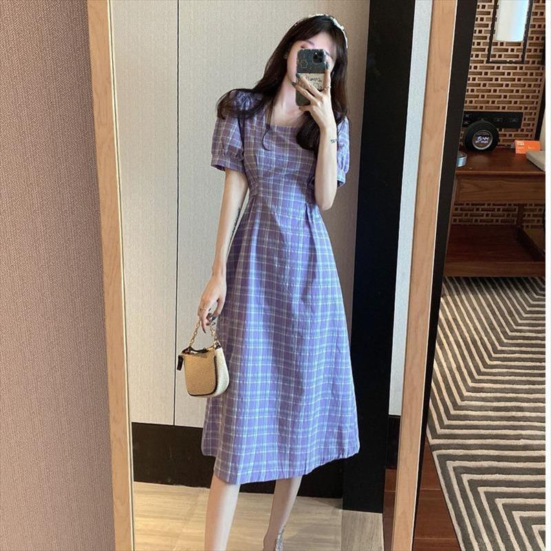 summer french vintage womens dress square collar collect waist short sleeve plaid elegant vestido, Black;gray
summer french vintage womens dress square collar collect waist short sleeve plaid elegant vestido, Black;gray