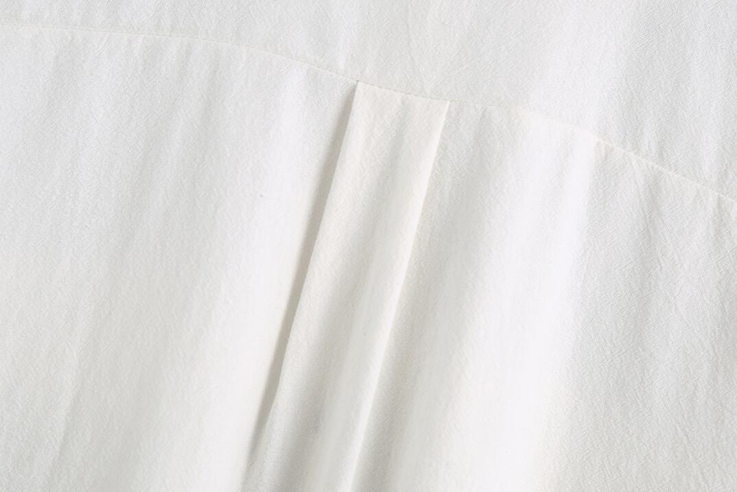 Spring Autumn Chic Lapel Pearl Buttons Women Shirt Double Pockets Loose Cotton Casual Blouse Tops Female Fashion 210429