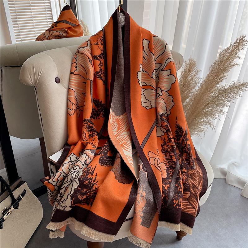Scarves Retro Floral Scarf Women Winter Cashmere Warm Pashmina Thick Blanket Female Fashion Bufanda Double Sided Stoles Echarpe 2021
Scarves Retro Floral Scarf Women Winter Cashmere Warm Pashmina Thick Blanket Female Fashion Bufanda Double Sided Stoles Echarpe 2021