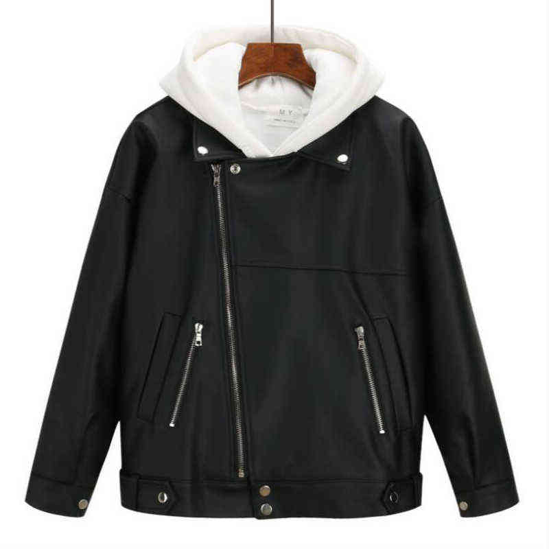 Arrival Women Autumn Winter Leather Jacket Oversized Boyfriend Korean Style Female Faux Coat Outwear Black Bike Jacket 211130