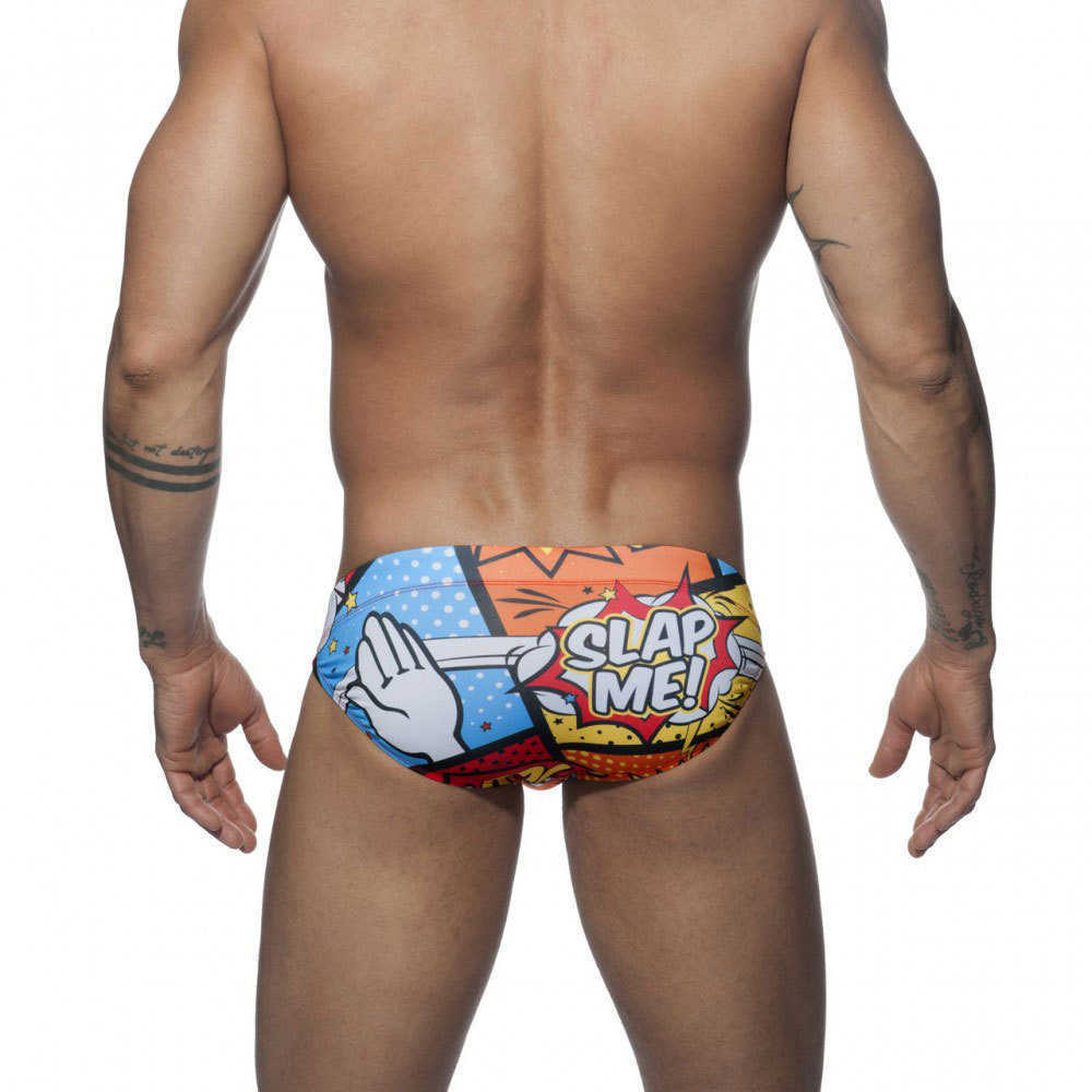 Men Swimwear Sexy Bikini Swim Brief Funny Slap Me Swimsuits Board Shorts Surffing Trunks Beach Bathing Suit Waterproof Underwear 210924