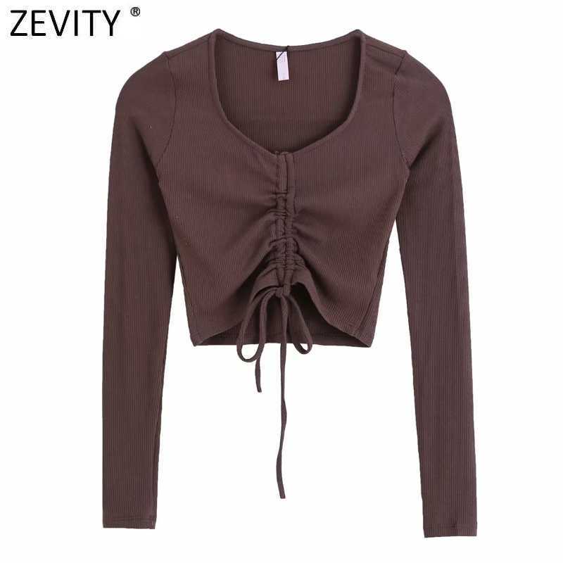 Zevity Women Simply V Neck Pleated Lace Up Long Sleeve Chic Camis Tank Ladies Knitted Slim T-shirt Casual Crop Tops LS7552 210603, Fh ls7552w
Zevity Women Simply V Neck Pleated Lace Up Long Sleeve Chic Camis Tank Ladies Knitted Slim T-shirt Casual Crop Tops LS7552 210603, Fh ls7552w