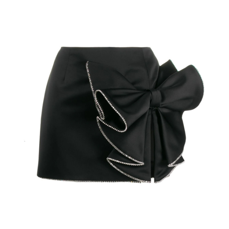 Casual Asymmetrical Women's Skirts High Waist Patchwork Bow Ruched Skirt For Female Clothing Fashion 210521