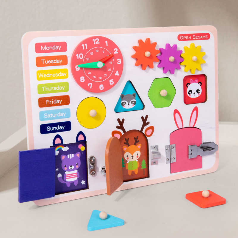 Montessori Wooden Toy Busy Board Life Skills Training Shape Matching Lock Cognition Educational Sensory Board Toys For Kids
Montessori Wooden Toy Busy Board Life Skills Training Shape Matching Lock Cognition Educational Sensory Board Toys For Kids