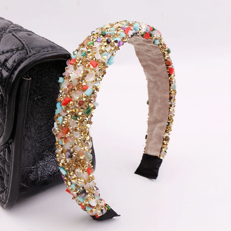 Retro Hair Hoop Natural Healing Crystal Stone Headband Sponge Leopard Print Woman Fashion Hair Band Accessories 7 6dx headbands