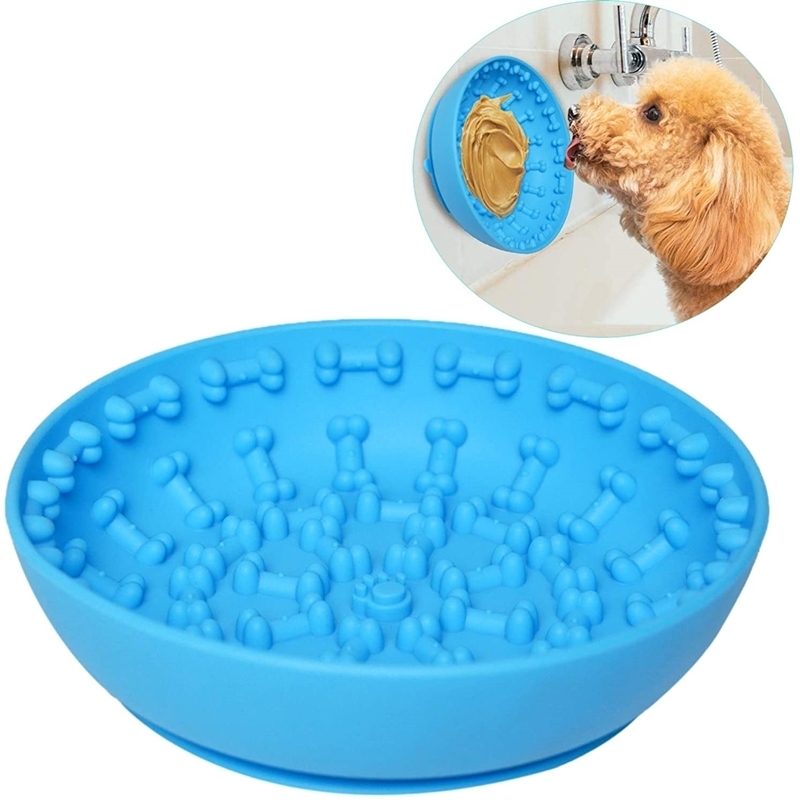 Dog Slow Feeder Bowls With Suction Cup Dog Lick Mat Pet Lick Pad Anxiety Reduction Bath Distraction Food Dispenser Licking Toys
