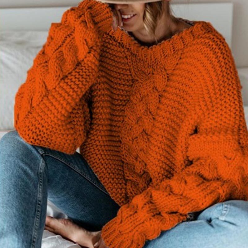 Casual Long Sleeve Twist Knitted Sweater Vintage Loose Pullovers Europe Oversized Jumpers Women Autumn Winter Tops 210428