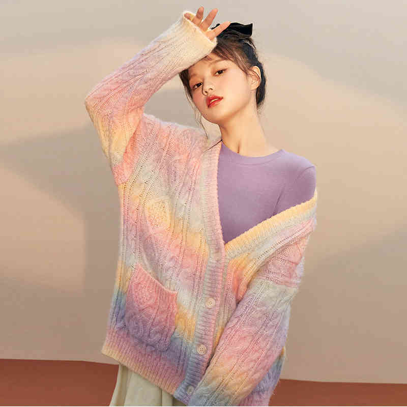 Women Spring Cardigan Rainbow Design High Quality Girl Loose Casual Kawaii Japanese Korean Knitted Sweater Coat 210517, 081short cardigan
Women Spring Cardigan Rainbow Design High Quality Girl Loose Casual Kawaii Japanese Korean Knitted Sweater Coat 210517, 081short cardigan