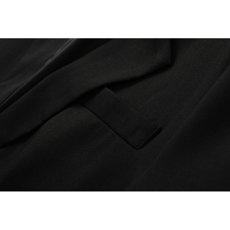 [EAM] Women Black Metal Belt Big Size Blazer Notched Long Sleeve Loose Fit Jacket Fashion Spring Autumn 1DD5843 210512