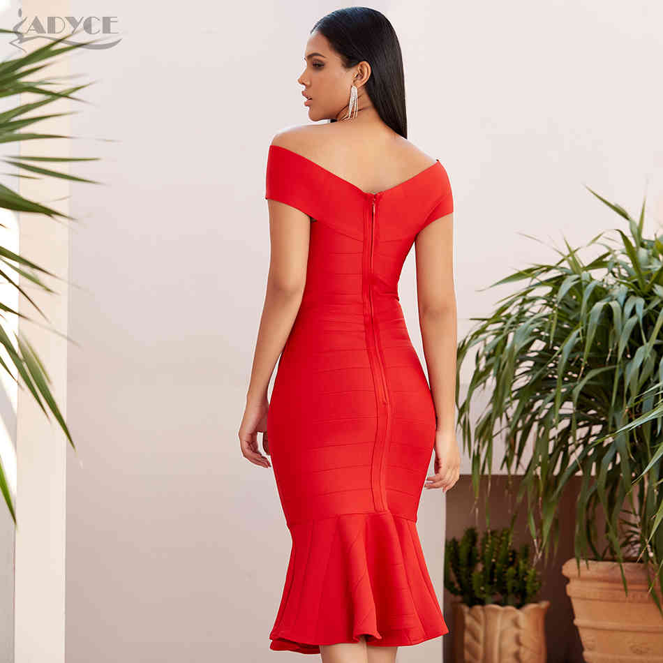 Summer Off Shoulder Bodycon Mermaid Bandage Dress Sexy Short Sleeve Club Celebrity Evening Party Dresses Vestidos 210423