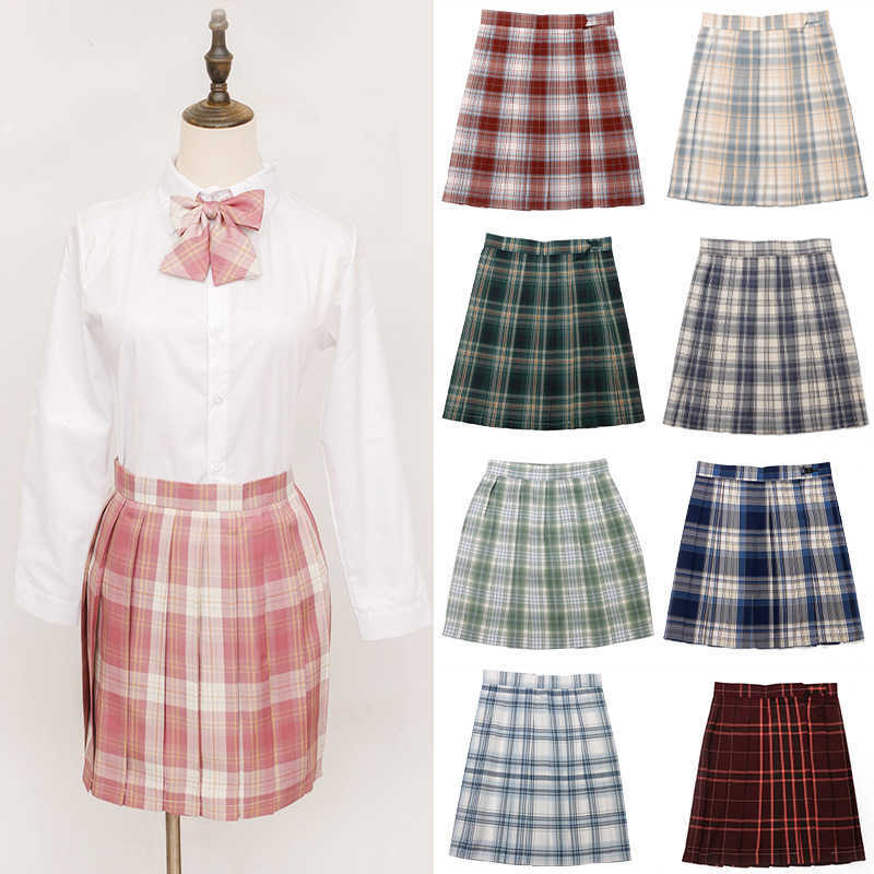 Women Purple Black Goth Pleated Plaid Skirt Glir High Waist Mini Sexy Skirts Japanese School Harajuku Cosplay Anime Sailor Suit 210621