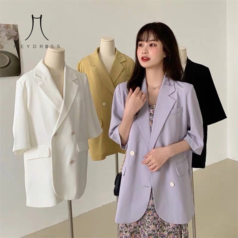 Summer Women Blazers Solid Multi 4 Colors Casual Three Quarter Loose Jacket Notched Office Lady Wild Outwears 210517, Black
Summer Women Blazers Solid Multi 4 Colors Casual Three Quarter Loose Jacket Notched Office Lady Wild Outwears 210517, Black