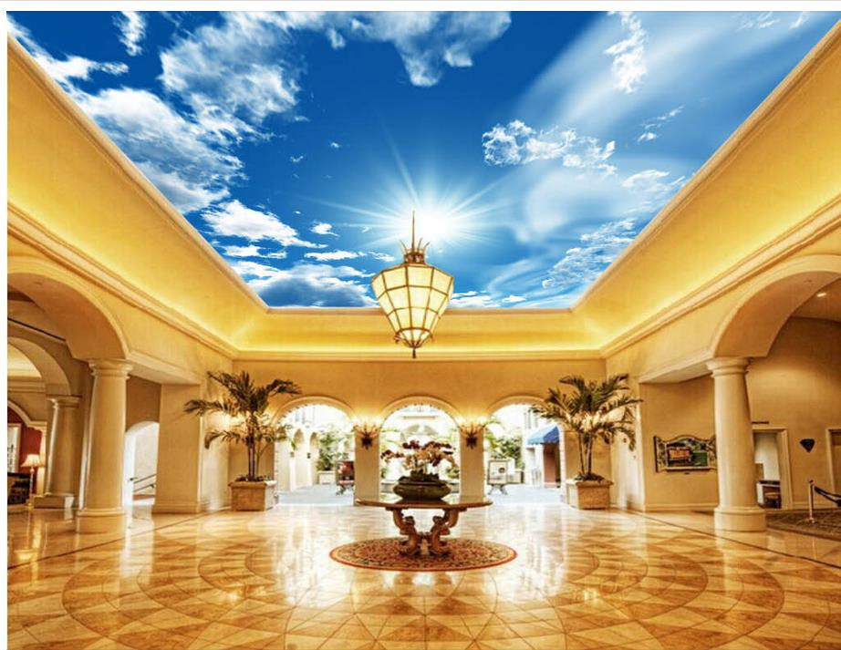 Dream blue sky white cloud ceiling mural 3d murals wallpaper for living room