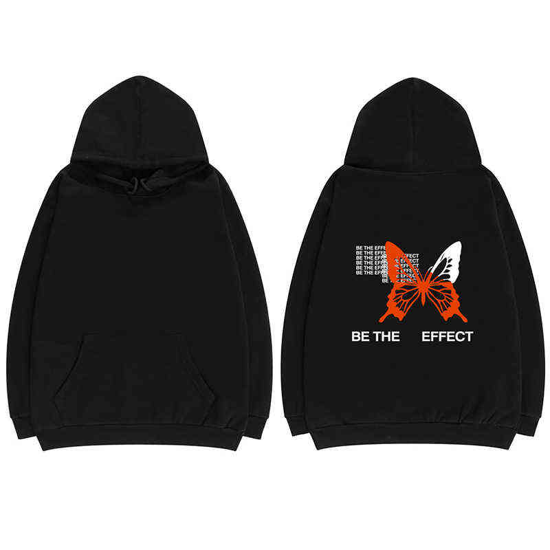 BE THE EFFECT Streetwear Hip Hop Punk Butterfly Goth Print Vintage Casual Loose Harajuku Hoodie Sweatshirt Hooded Pullover Tops 211108