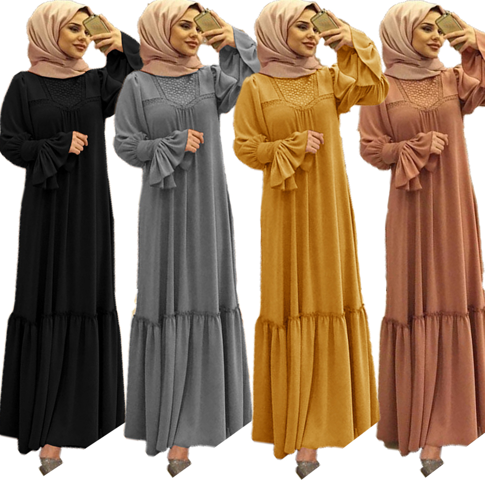 Muslim Women Hijab Dress Solid Color Ruffle Petal Sleeve Maxi Long Dress Islamic Clothing Caftan Kimono Big Swing Abaya Dresses
Muslim Women Hijab Dress Solid Color Ruffle Petal Sleeve Maxi Long Dress Islamic Clothing Caftan Kimono Big Swing Abaya Dresses