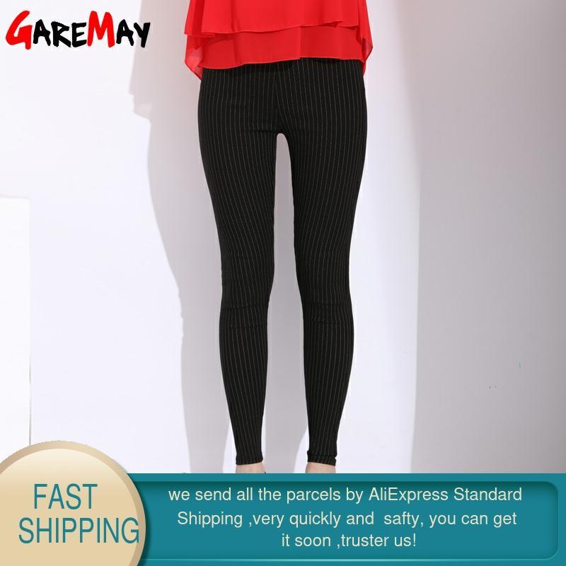Casual Striped Skinny Pants Women Elastic Waist Female Pencil High Stretch Black White Stripe Pant Pantalon Femme 210428