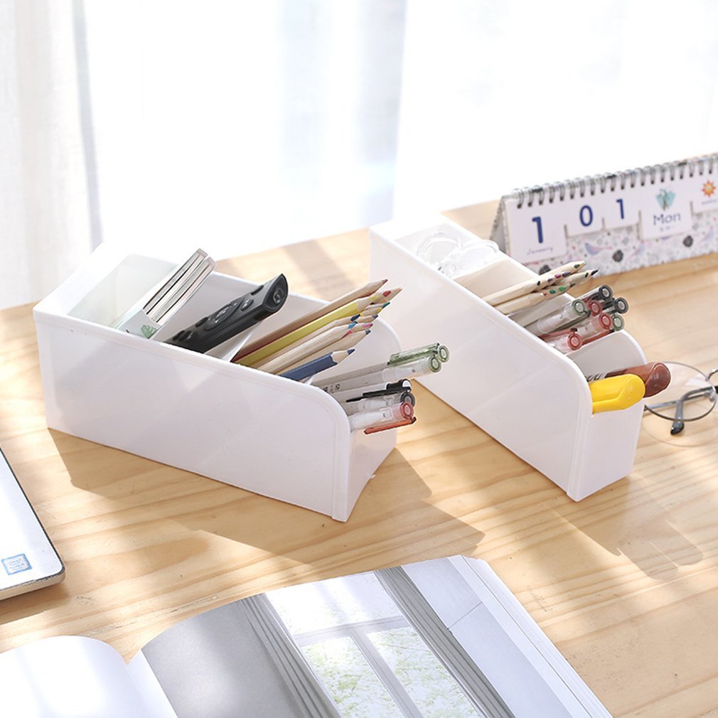 New Creative 4 Grid Sub-Grid Plastic Desk Organizer Desktop Pen Potlood Holder Make Storage Tray